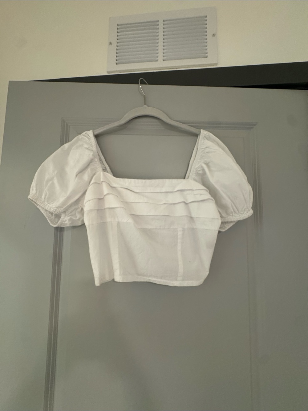 Sweetheart Puff Sleeve White Crop Top